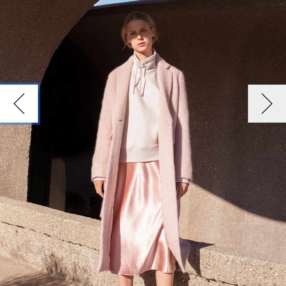 Vince Pink Wool Blend Long Coat XS